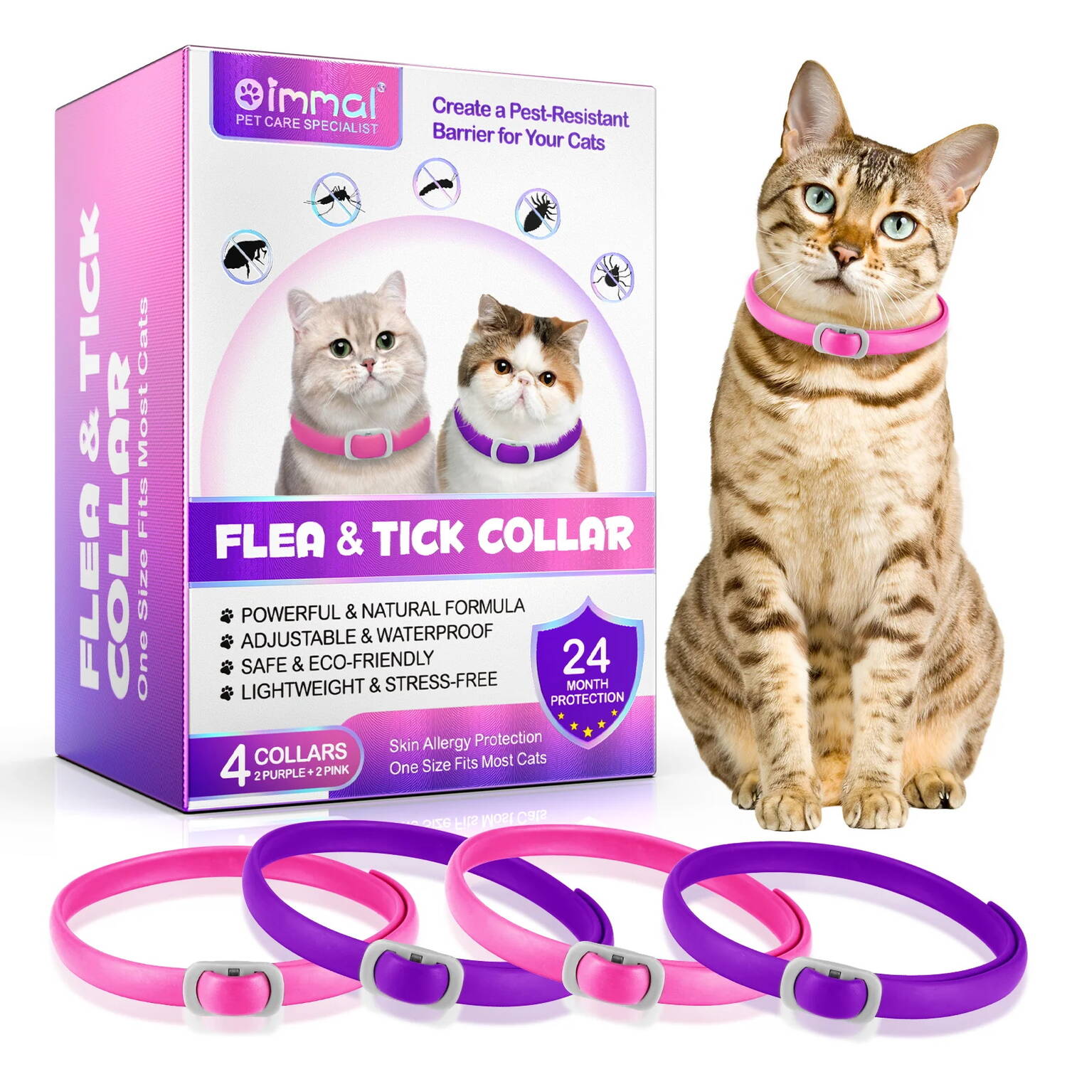 قلاده ضد کک و کنه گربه Oimmal با محافظت 8 ماهه